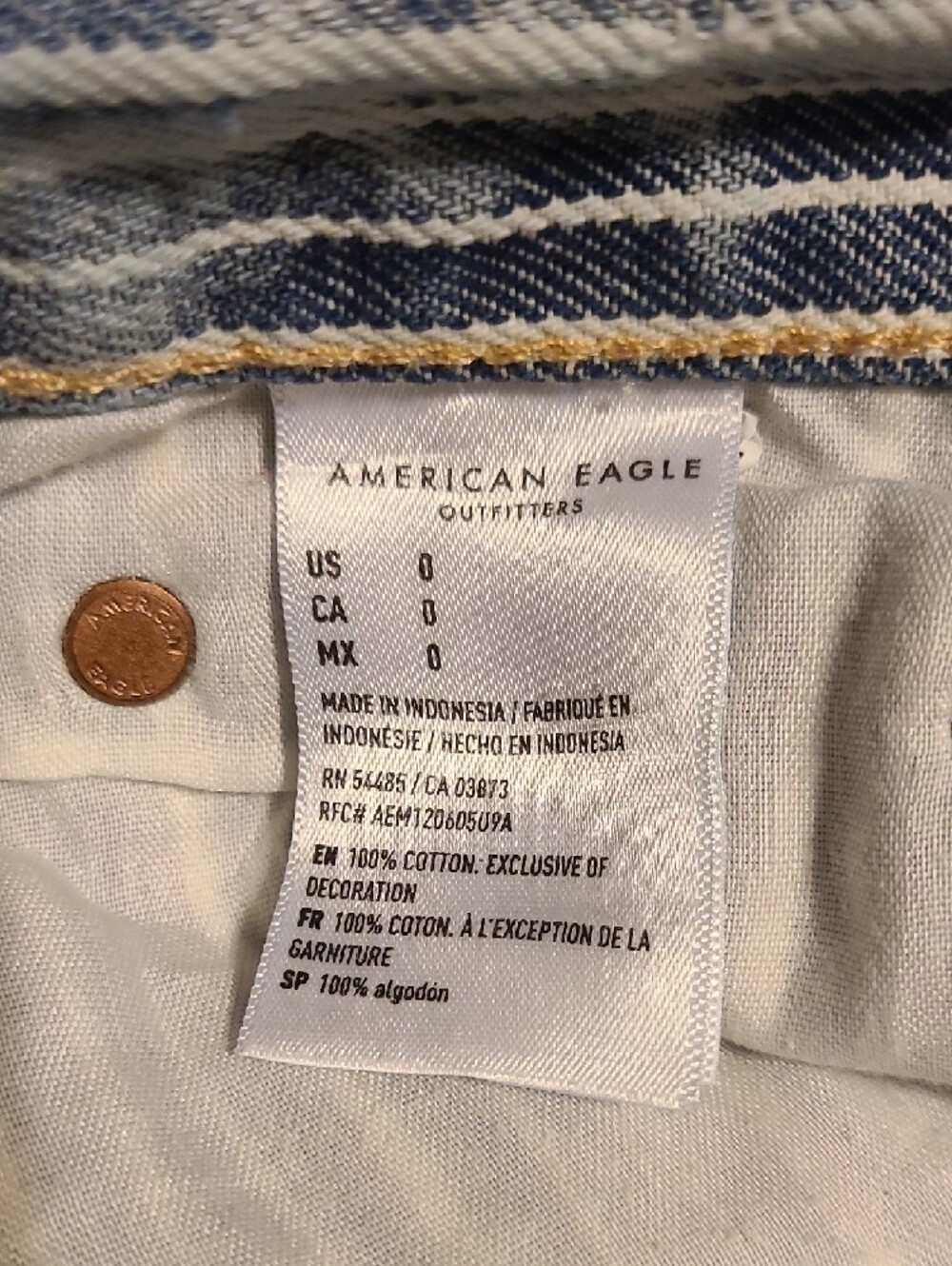 American Eagle Blue and White Striped Distressed Boyfriend Denim Shorts - Picture 4 of 8